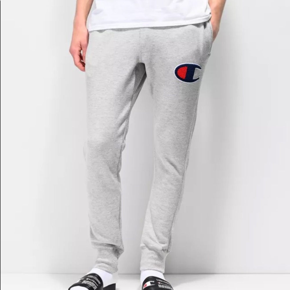 Champion Reverse Weave Grey Sweatpants C Logo